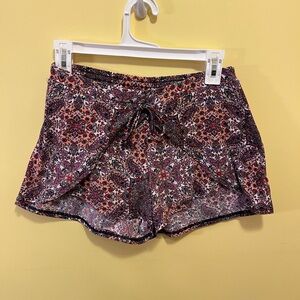 Floral Print Drawstring Women’s Shorts — Pink Multi